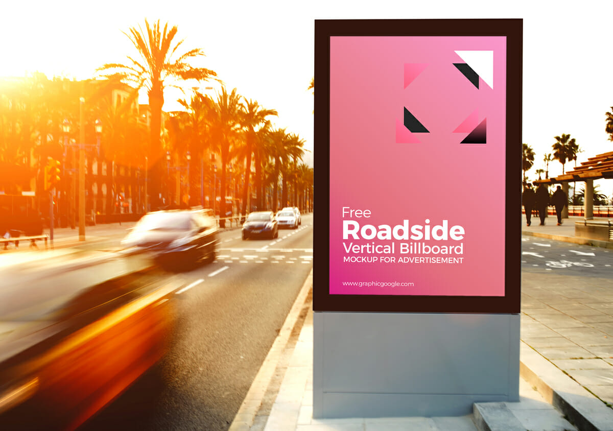 Roadside Vertical Billboard MockUp - Awesome Mockups