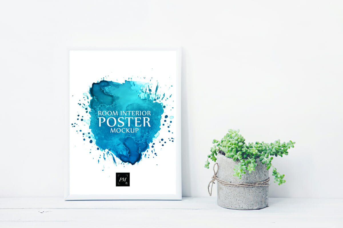 Download Elegant Concrete Plant Pot With Poster Mockup Awesome Mockups